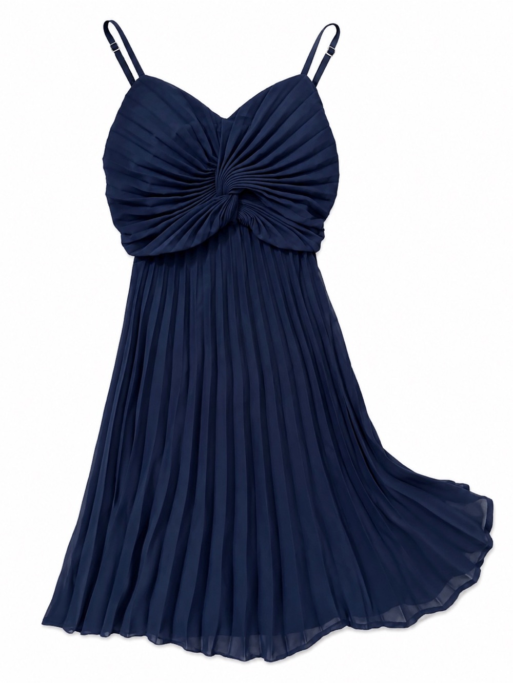 Navy Blue Pleated Dress